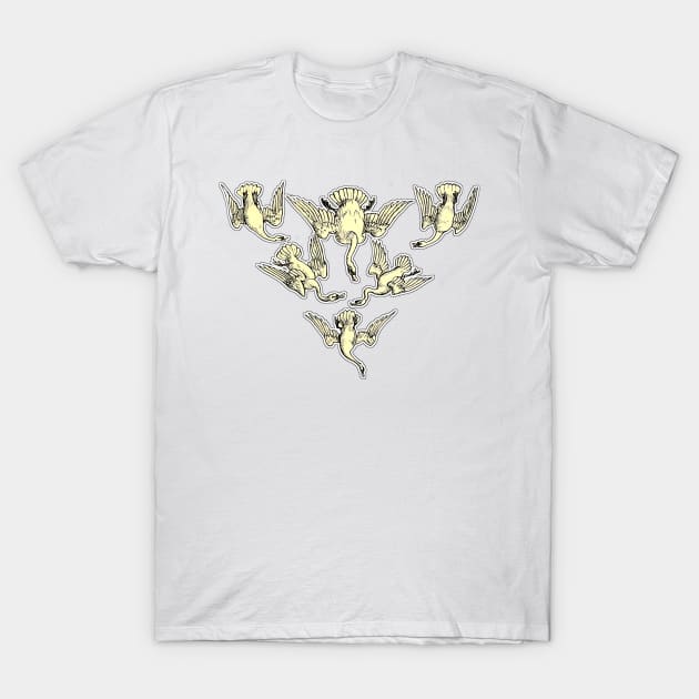 Flock birds flying in the sky T-Shirt by Marccelus